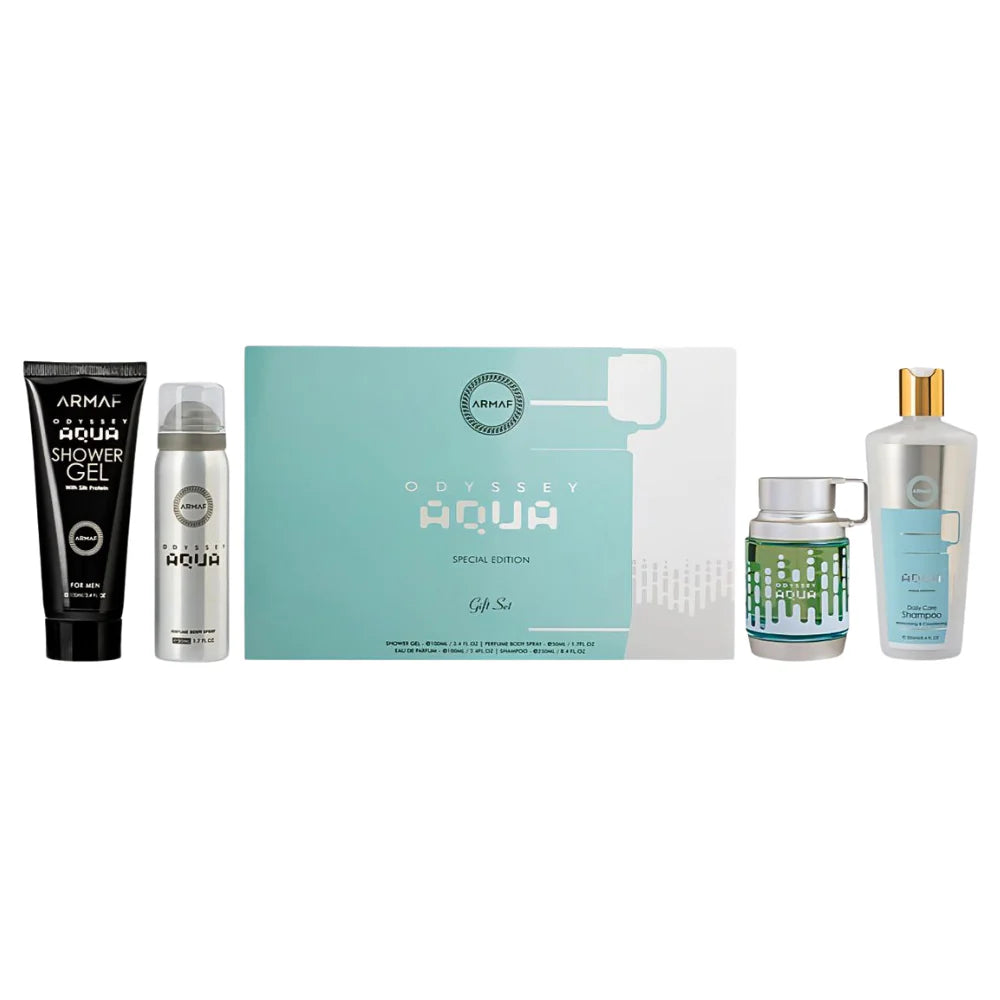 SET ARMAF ODYSSEY AQUA EDP 100ML, SHOWER GEL 100ML, BODY SPRAY 50ML, SHAMPOO 250ML