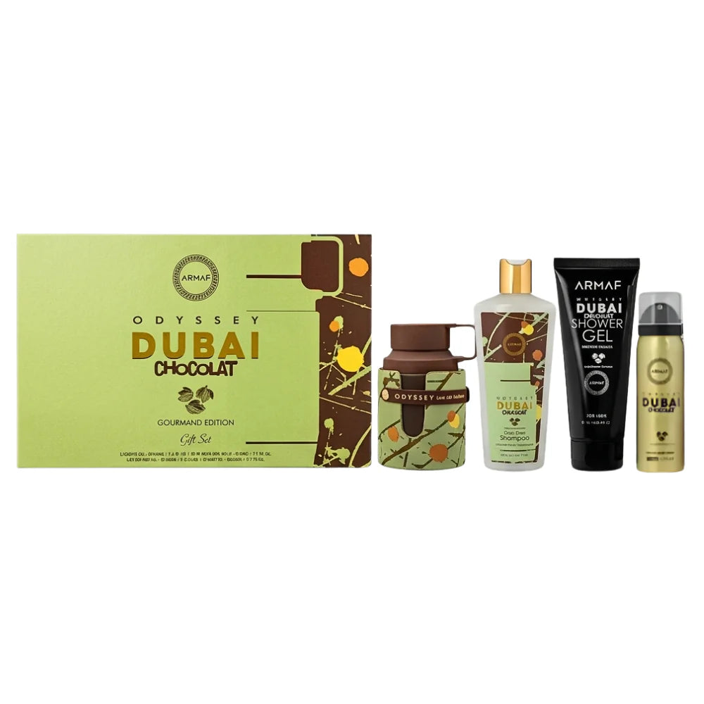 SET ARMAF ODYSSEY DUBAI CHOCOLAT GIFT EDP 100ML, SHAMPOO 250ML, SHOWER GEL 100ML, BODY SPRAY 50ML