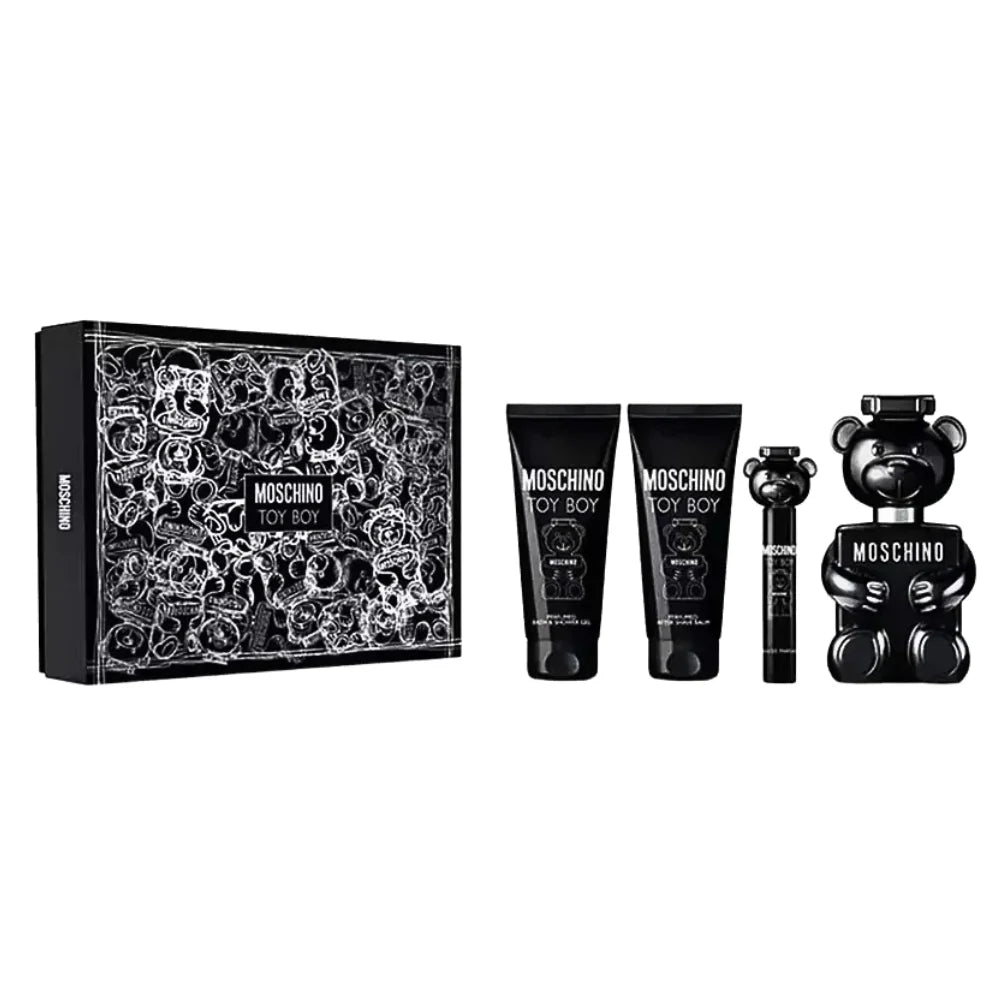SET MOSCHINO TOY BOY EDP 100ML, MINI EDP 10ML, SHOWER GEL 100ML, AFTER SHAVE 100ML