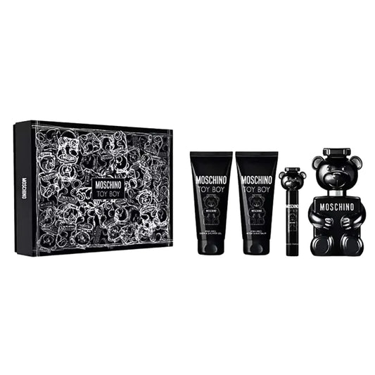 SET MOSCHINO TOY BOY EDP 100ML, MINI EDP 10ML, SHOWER GEL 100ML, AFTER SHAVE 100ML