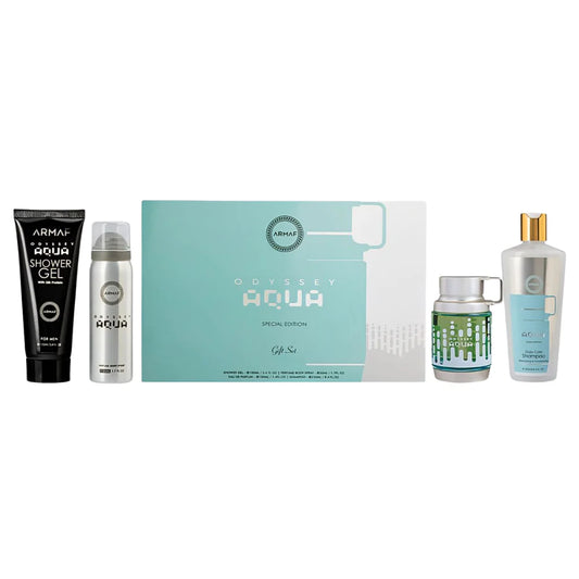 SET ARMAF ODYSSEY AQUA EDP 100ML, SHOWER GEL 100ML, BODY SPRAY 50ML, SHAMPOO 250ML