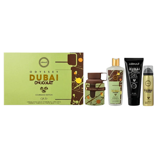 SET ARMAF ODYSSEY DUBAI CHOCOLAT GIFT EDP 100ML, SHAMPOO 250ML, SHOWER GEL 100ML, BODY SPRAY 50ML